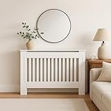 GHC White Radiator Cover Cabinet – Stylish Wooden Heater Cover with Shelf, Modern Radiator Cabinet for Living Room, Bedroom & Hallway – Safe & Practical Home Furniture，Medium