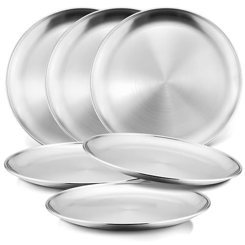 Recopilación de Platos llanos favoritos de las personas. 44 AVEDISANTE Juego de 6 Platos de Acero Inoxidable, Platos de Camping de 9 Pulgadas, Inastillables y no Tóxicos, Vajilla Reutilizable para Acampar, Servir, Vacaciones, Apto para...