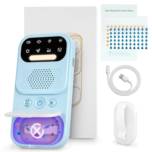 2026 Wireless Bed Wetting Alarm for Boys & Girls with UV Mode & Night Light, Loud Sound/Vibration, Wireless Sensor, 8 Modes, Progress Chart & Stickers
