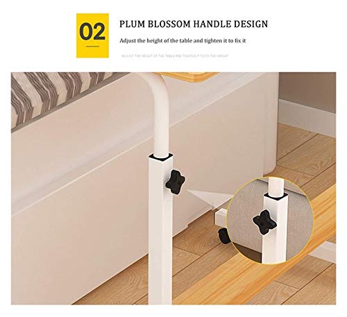 Table de chevet à roulettes réglable avec plateau extensible pour PC - 3