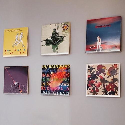 Vinyl Wandhalterung,6 Pack Schallplatten Wandhalterung, 30,5 x 4,3 x 4,3cm Plattenregal aus Acryl,Transparent Vinyl Wall Mount,Hängeregale für Schallplatten,Schallplatten Halter mit Wandschrauben