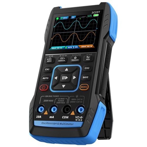 DEWIN Oszilloskop Multimeter, 2C23T Multifunktional 3-in-1 Oszilloskop Multimeter Signalgenerator Oscilloscope 2 Channel 10 MHz Bandbreite 50 MSa/s Abtastrate