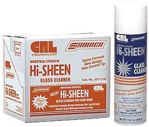 Somaca Hi Sheen Glass Cleaner, CRL Foaming Glass Cleaner for Glass, Windows, Mirrors, Ceramic Tile, Chrome and Stainless Steel, 12 Cans