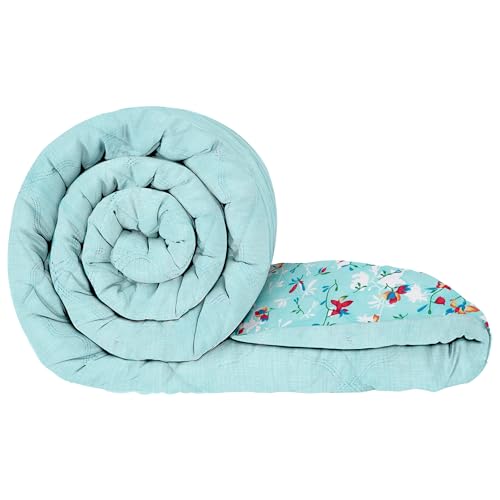 Image of Double Bed Comforter 180 GSM (220x250 CM) | Reversible Comforter Set Double Bed | AC Comforter Double Bed Cotton | All Season Comforter Double Bed Set | Quilt Blanket - Blue