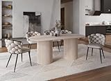 table tulipe ovale marbre knoll beige DecoInParis Table à Manger Ovale en marbre Composite Beige 8 Personnes Dhara