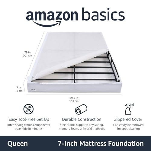 image for Amazon Basics Smart Box Spring Bed Base, 7-Inch Height Mattress Founda