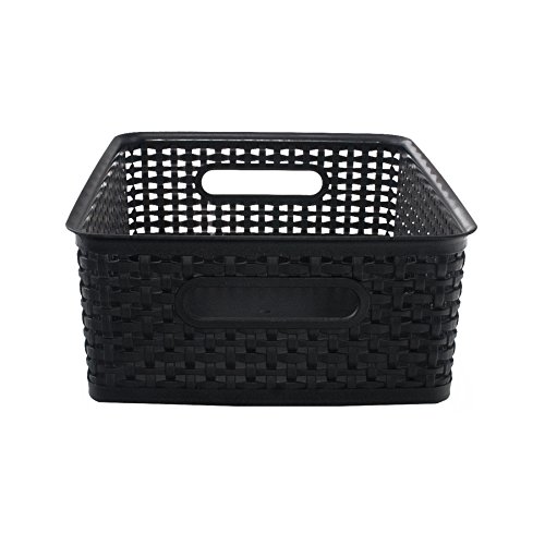Advantus Plastic Weave Bins, Medium, Black, Pack Of 2,40327 #TOP1