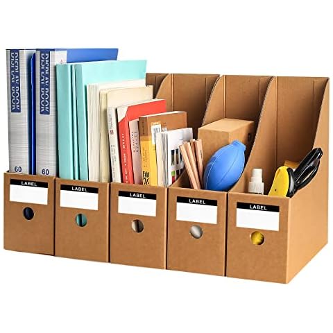 5 Stück Zeitschriftensammler, Ordner Aufbewahrungsbox, Kartonständer Stehsammler, Buchhalter Organizer, Schreibwaren, Bürobedarf, Aufbewahrungs Organizer Box Cover
