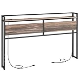 HOOBRO King Size Headboard, Headboard with 2 Outlets and 4 USB Ports, Adjustable Height, Storage Rack, Sturdy and Stable, Easy Assembly, Grey Oak