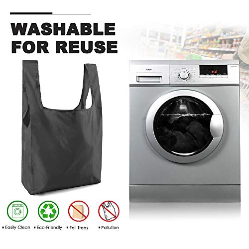 Tote-Bags-Gift-Bags-for-Grocery-Shopping-Reusable-5-Black-Bags-Machine-Washable-Foldable-Ripstop-Totes-with-Pouch-50LBS