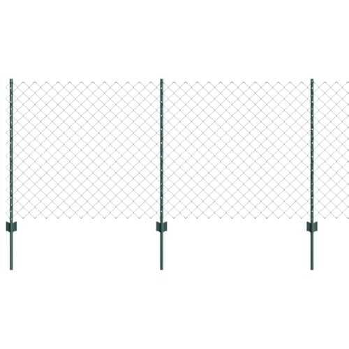 Mhdvray Set de Panneaux de Clôture de Jardin en Acier Vert, Grillage en Treillis Métallique avec Poteaux pour Délimitation Extérieure, Bordure de Terrasse...