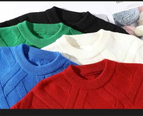 Men Sweaters Round Neck Knitted Pullovers Korean Style Plaid Couple Warm Sweaters2