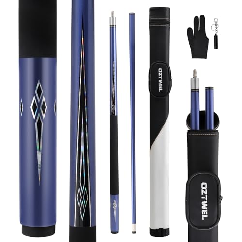 Glass Fiber Pool Cue Stick with Case Combo Set, 12.5mm Professional Pool Stick 58