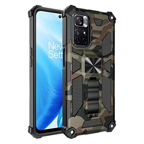Coberllus Coque pour Xiaomi Redmi Note 11 Pro+ 5G/Redmi Note 11 Pro Plus 5G Case,avec béquille,Camouflage Coque,magnétique Case,Silicone Antichoc Super résistant Protection Case (Vert) Cover