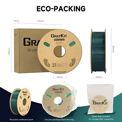 Image of Gratkit Silk Dual Color PLA Filament, Coextrusion PLA Filament 1.75mm, + /-0.03mm,2 * 1KG /Roll, Silk PLA Black & Green 2KG