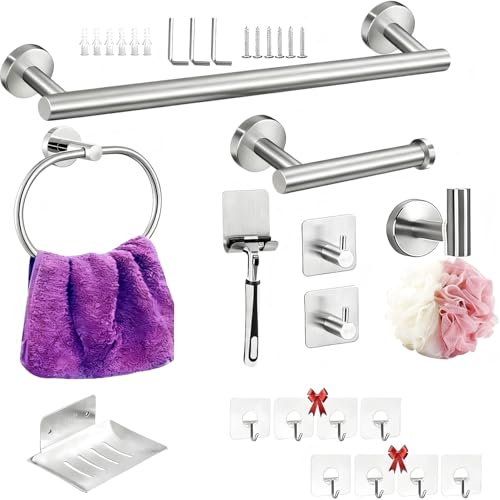 Recopilación de Accesorios para Baño Home Depot Top 5. 49 ACOVARK 16PCS Juego de Accesorios de Baño,304 Acero Inoxidable,41cm Toallero Baño,Portarrollos para Papel,Toallero en Forma Anillo,Estante de Afeitado,8 Ganchos,para...