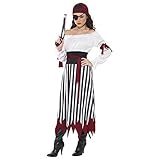 Einfaches An- und Ausziehen Piraten-Lady Kostüm Kleid mit Armbinden Gürtel und Kopftuch, Large