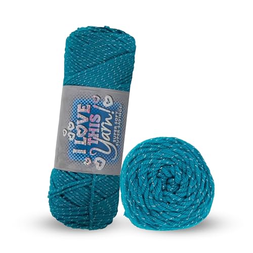 Image of Hobby Lobby Metallic I Love This Yarn, 742 Peacock | 4 Medium Weight, Acrylic & Metallic Polyester, 252 Yards Per Skein