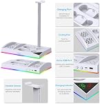 Upgraded RGB Cooling Fan Charging Station for Xbox Series S Console & Controller,Dual Charger Dock and Cooler System Stand with 15 Colorful Light Modes Accessories with 2*1400mAH Rechargeable Battery | Vertical Docking Station with 2*1400mAh Recharge
