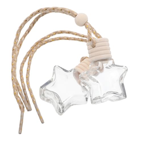 COMPUKAS 2個車用アロマディフューザー 五角星空瓶 香水ボトル ペンダント