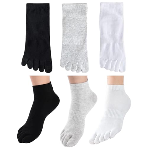 100% Pure Organic Cotton Mid Calf Length Five Finger Toe Socks Fo...