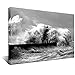 Biuteawal - Black and White Wall Art Lighthouse in The Storm Canvas Print Ocean Wave Picture Painting for Home Office Living Room Decoration Gallery Wrapped Ready to Hang