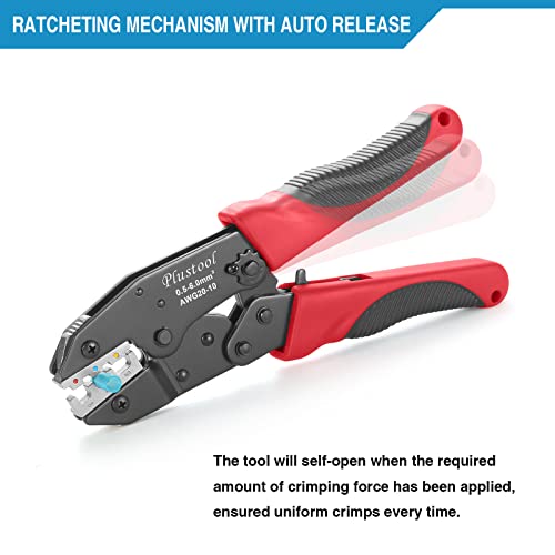 Plustool Crimping Tool for Heat Shrink Connectors AWG22-10, Ratcheting Wire Terminal Crimper - Crimping Pliers - Electrical Crimping Tool by Plustool - Image 7