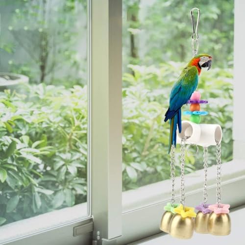 ZYYRSS Parrot Hanging Bell Toy, Colorful Bird Chewing Toys Climbing Ringing Bells Bird Toys Parrot Cage Bite Toys for Parakeet Cockatiel Conure - Image 7
