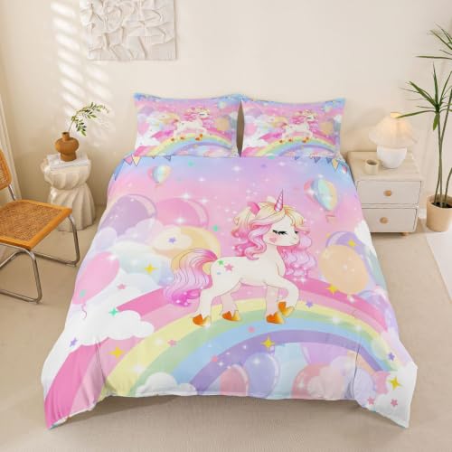 Feelyou Unicorn Kawaii Cute Bedding Set Children Girls Kids Full Rainbow