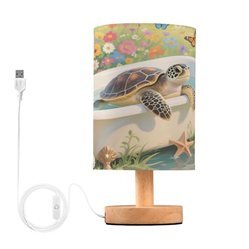 Lámpara de mesa de noche con tortuga verde para niños miniatura 1