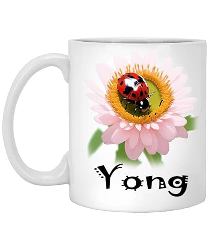 Ladybugmug with Custom Name Yong 11oz White Mug Ladybuggift, Personalized Ladybugcoffee Mug, Ladybugtheme Gift, Ladybuggift for Boy, Girl, Cute Ladybugmug 11 Oz White 332340