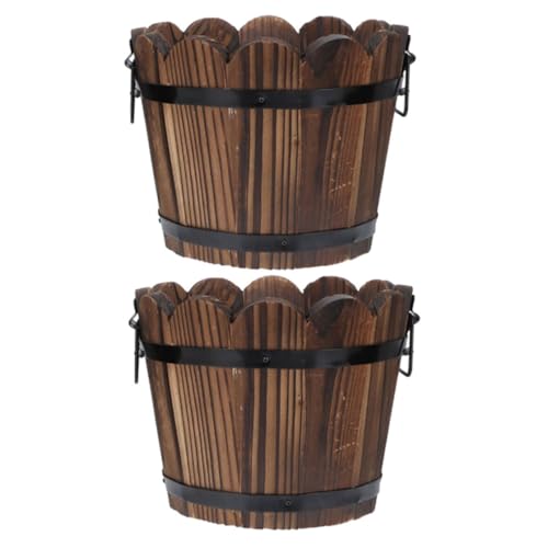 TOYANDONA 2 Macetas De Madera Maciza para Exteriores E Interiores Pequeñas para Jardín Decoración Retro De Madera De Abeto Chino Marrón