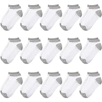 BOOPH 15 Pcs Kids Socks for Boys Girls Half Cushion Low Cut Athletic Ankle Socks