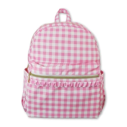 Pink plaid backpack