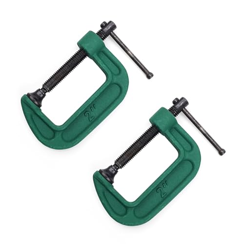 HASLED 2 Sargentos en C 50 mm | Mordazas de Acero para Madera y Taller | Fijación Rápida 0-50 mm - Verde