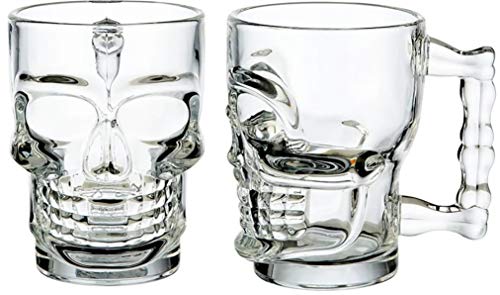 KIT 2 CANECAS PARA CHOPP E CERVEJA DE VIDRO CAVEIRA ROCK STYLE 510ML