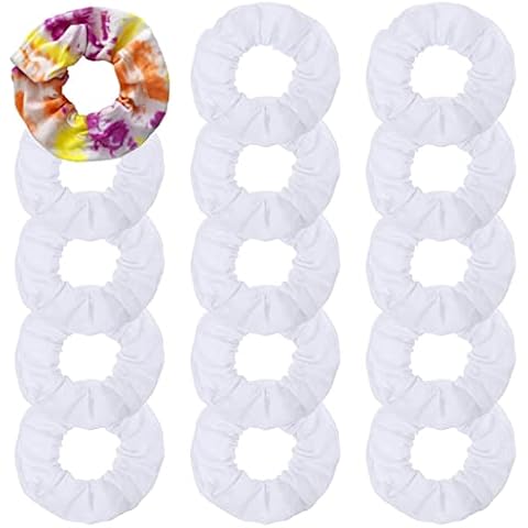 Queenromen 15 Stück Weiß Haargummis Scrunchies Cover