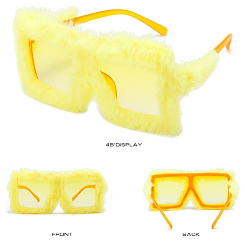 Cute Square Sunglasses Women Men Soft Furry Sun Glasses Ladies UV400 Shades Female halloween prom party Eyewear Oversized2