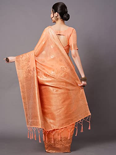 Image of AKHILAM Women's Cotton silk Woven Design Saree With Unstitched Blouse Piece(COTFLW09 Parent)