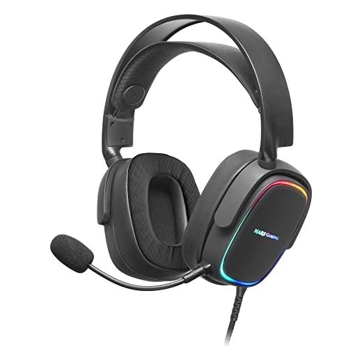 MARSGAMING MHAX Negro, Auriculares RGB Multiplataforma con Mic extraíble, 53 mm HiFi, Grande