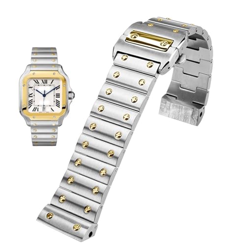 Bracelet montre acier massif 23mm compatible Cartier Santos 100 hommes