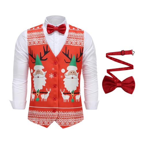 GRAJTCIN Men's Festive Costume Adult Mardi Gras Vest 3D-Print St Patrick's Day Suit Independence Day Waistcoats