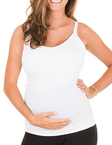 Caramel Cantina 3 Pack Women's Nursing Cami Built In Bra (X-Large, Black/Wh/Char) #TOP2