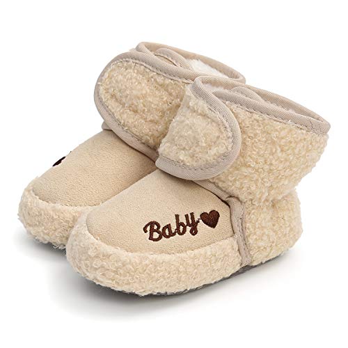 Image of Ohwawadi Infant Baby Boys Girls Slippers Cozy Fleece Booties Soft Bottom Warm Cartoon Socks Newborn Crib Shoes