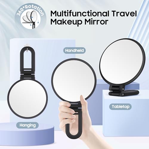 Image of B Beauty Planet 40X Magnifying Mirror, Hand Mirror for Makeup, Double Sided with 40X /1X Magnification, Travel Essential, Portable Foldable for Desktop and Bathroom, Gift for Women, Black