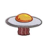 ReelFun Fried Egg UFO with Bacon Embroidered Iron On Patch
