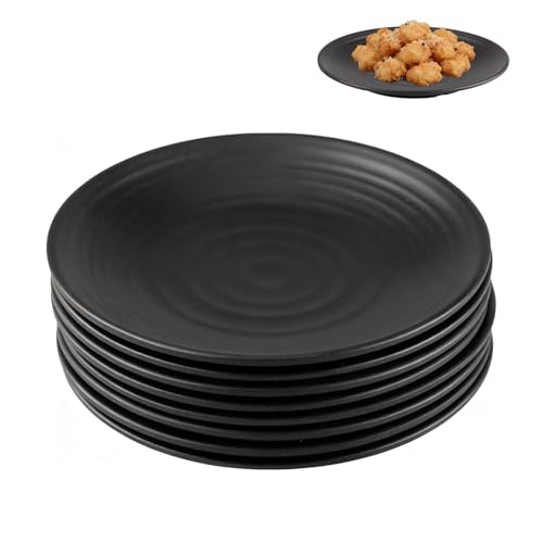 WakiHong Juego de 8 piezas de platos negros 15 * 15 * 1.8 cm Juego de platos de gres mate, platos para pasteles, vajilla para desayuno, almuerzo, café y cena, pasteles, pan, ensalada, aperitivos