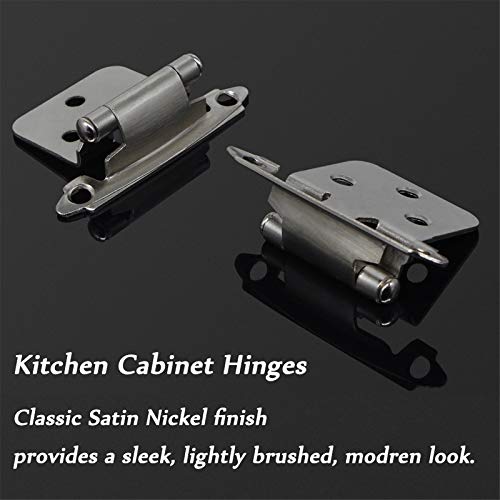 50 Pack(25 Pairs) Brushed Satin Nickel Decorative Self Closing Face Mount Kitchen Cabinet Hinges Flush Variable Overlay #TOP2