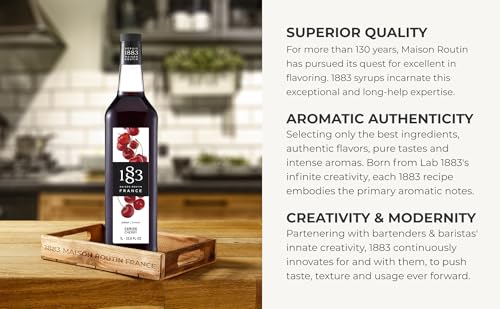 Image of 1883 Cherry Syrup for Drinks, Made in France, 1-Liter Glass Bottle