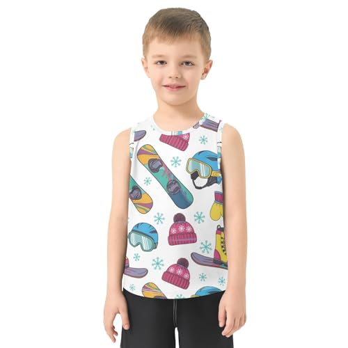 J JOYSAY Winter Skiing Snowflakes Boys Tank Top Sleeveless Muscle Shirts Quick Dry Workout Active Sport Kids T-Shirts 3-15T2